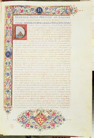 Plut 82.6 C.1 Les Dialogues de Platon traduits par Ficin et dédiés à Laurent le Magnifique, vers 1480 (vélin) - Italian School