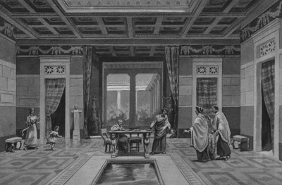 Pompei : Casa di Cornelio Rufo (lithographie) - Italian School
