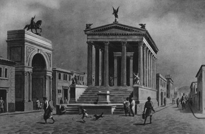 Pompei: Temple et rue de la Fortune - Italian School