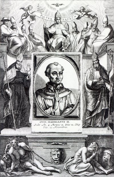 Pape Adrien II (gravure) - Italian School