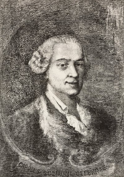 Portrait de Carlo Goldoni (1707-1793), dramaturge italien, gravure de Marco Pitteri d