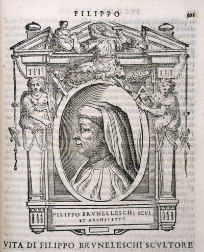 Portrait de Filippo Brunelleschi (1377-1446) de Vies des artistes de Vasari, première publication 1550 - Italian School