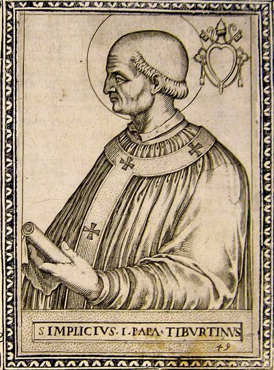 Portrait du Pape Simplicius, vers 1760 (gravure) - Italian School