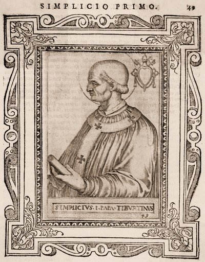 Portrait du pape Simplicius, vers 1760 (gravure) - Italian School