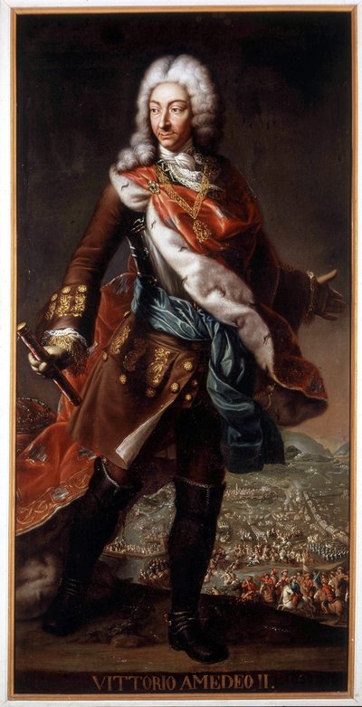 Portrait de Vittorio Amedeo II di Savoia dit le Volpe Savoiarda (1666-1732) (Victor Amédée II ou Victor-Amédée), duc de Savoie et roi de Sicile puis de Sardaigne. Peinture conservée au Château A. Racconigi - Italian School