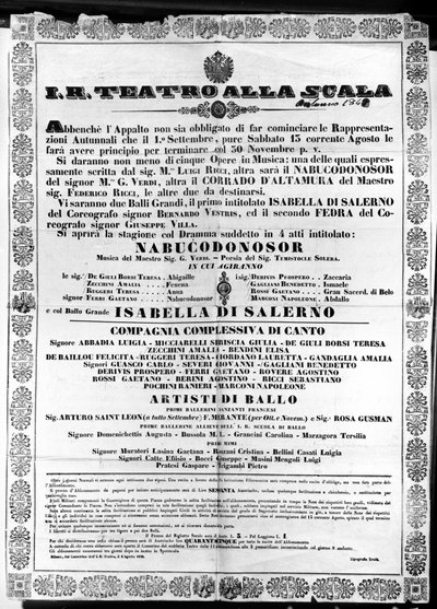 Affiche pour I.R. Teatro alla Scala, 