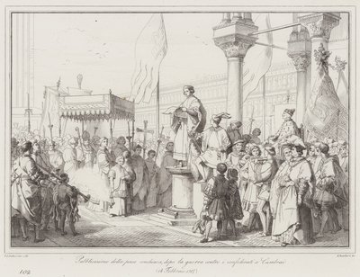 Publication de la paix conclue, après la guerre contre les confédérés à Cambrai - Italian School