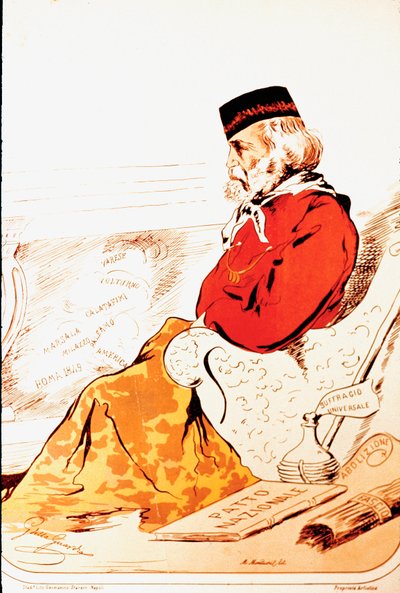 Représentation par des membres de la droite parlementaire des héros du Risorgimento et du patriote italien Giuseppe Garibaldi en 1874 - Italian School