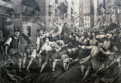 Révolte dans le quartier de Portoria à Gênes contre les Autrichiens en 1746, menée par Giovan Battista Perasso (Balilla) - Italian School