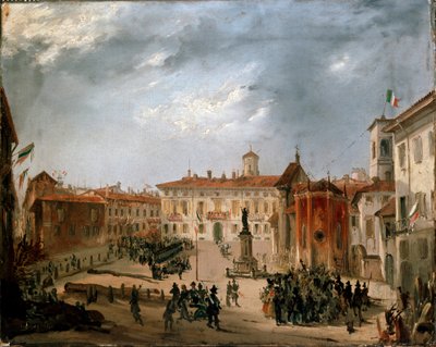 Révolutions de 1848, Cinq Jours de Milan : Prisonniers autrichiens sur la place Borromeo le 20 mars - Italian School