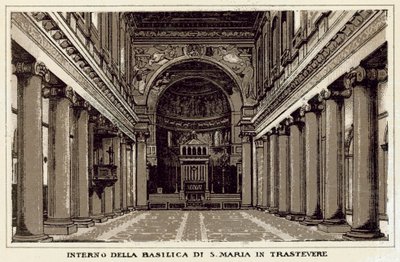 Rome : intérieur de la basilique de S Maria in Trastevere - Italian School