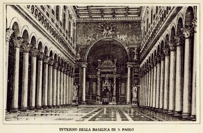 Rome : Intérieur de la Basilique de Saint-Paul - Italian School