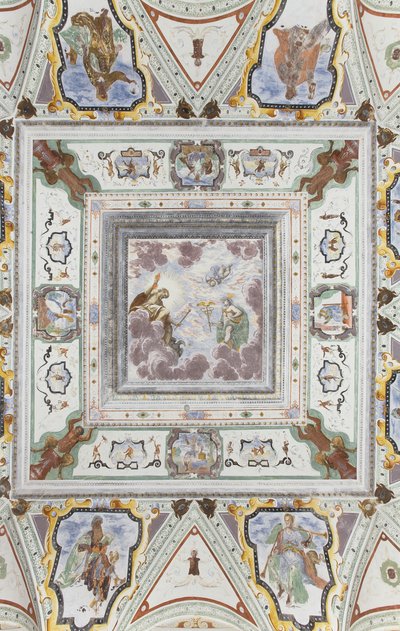 Salle de Jupiter et Mercure : Jupiter, Mercure et Cupidon, entourés par les quatre saisons - Italian School