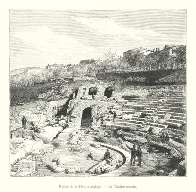 Ruines de la Fiesole antique, Le Théâtre romain (gravure) - Italian School
