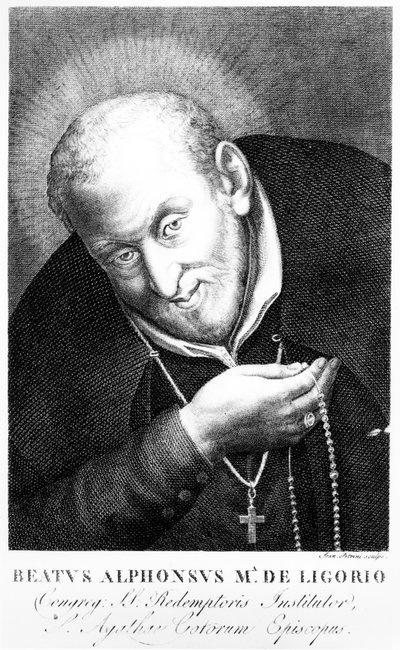 Saint Alphonse Marie de Liguori, gravure réalisée par Joan Petrini - Italian School