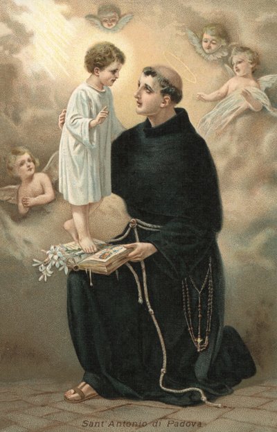 Saint Antoine de Padoue (lithographie couleur) - Italian School