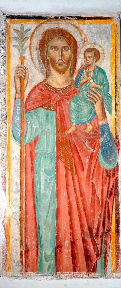 Saint Christophe Anonyme 14ème siècle fresque Varazze, chapelle du château Invrea, Italie - Italian School