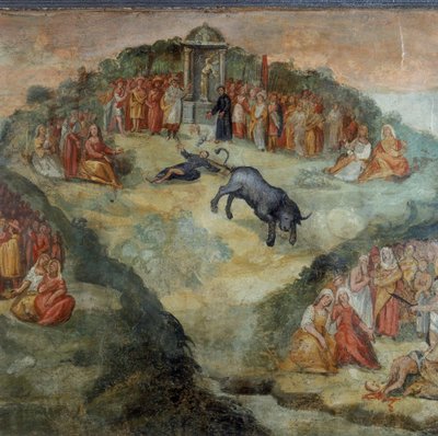 Saint Hippolyte jetant l