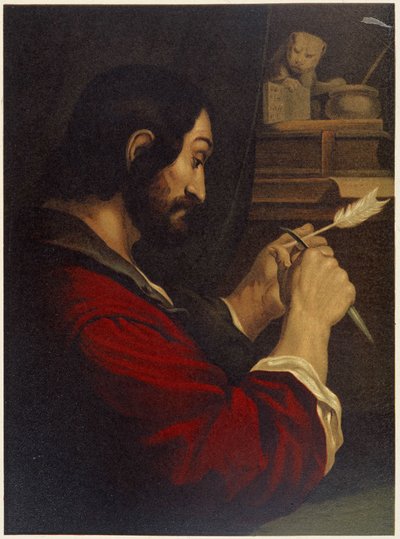 Saint Marc taillant une plume - dans « Aurea Bibbia classica: storia della rivelazione divina nell