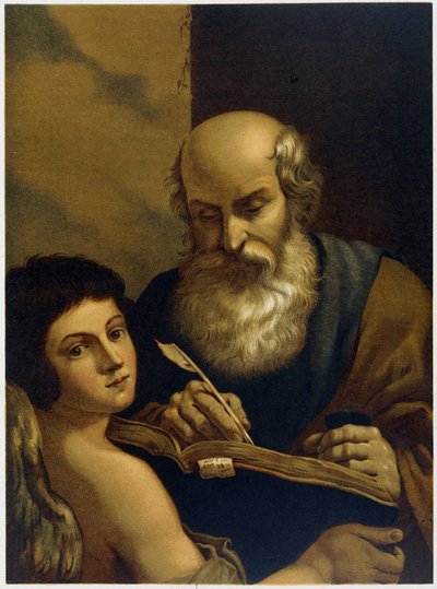 Saint Mathieu écrivant et un ange - dans "Aurea Bibbia classica : storia della rivelazione divina nell
