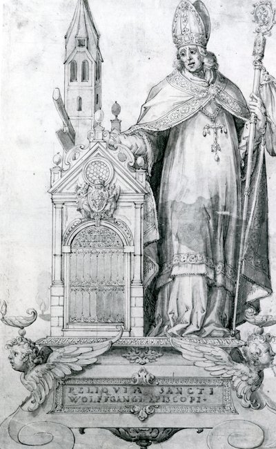 Saint Wolfgang de Ratisbonne (c.934-994) (gravure) - Italian School