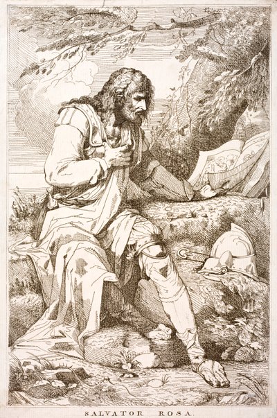 Salvator Rosa, peintre baroque, poète et graveur italien (gravure) - Italian School