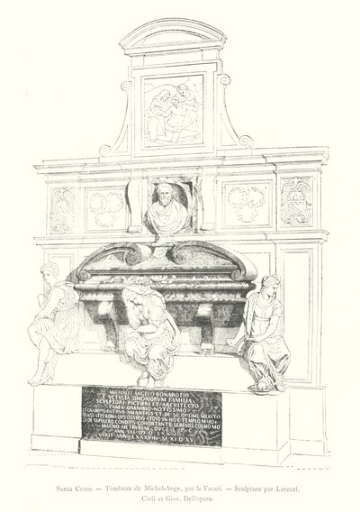 Santa Croce, Tombeau de Michel-Ange, par le Vasari, Sculpture par Lorenzi, Cioli et Giov Dell