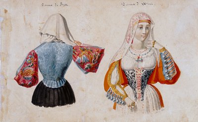 Costumes sardes de Bitti et Osini, imprimé ms. 257, Collection Cominotti - Italian School