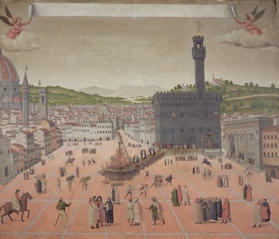 Savonarole brûlé sur le bûcher, Piazza della Signoria, Florence - Italian School