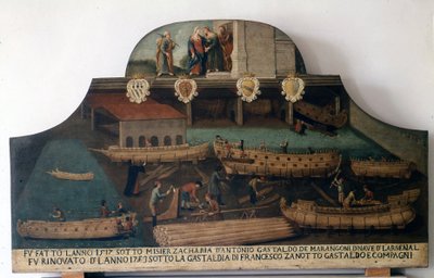 Construction navale : bateaux construits en 1517 et rénovés en 1753. - Italian School