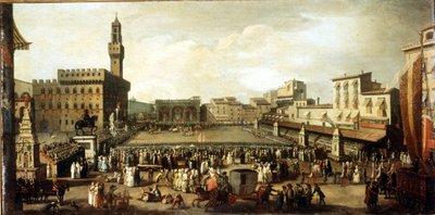 Spectacle sur la place de la Signoria à Florence - Italian School