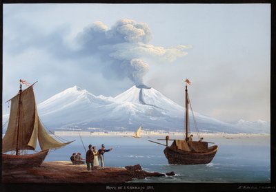 Tempête de neige / Éruption du volcan Vésuve le 2 janvier - Italian School