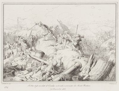 Sortie des assiégés de Candie soutenue et animée par Sante Barbaro - Italian School