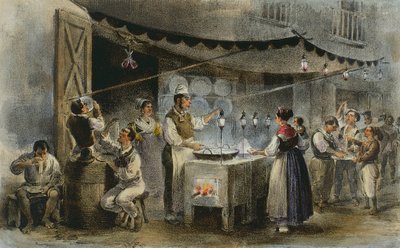 Marchand de spaghettis à Naples, Italie - Italian School
