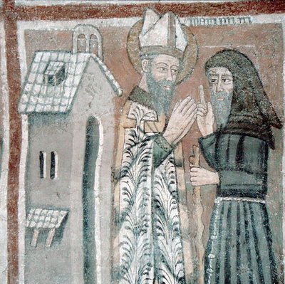 Saint Grégoire le Grand (540-604) avec un Moine - Italian School