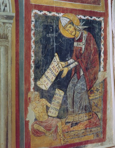 Saint Grégoire le Grand, avec Job à ses pieds, Chapelle Saint-Grégoire, vers 1224 - Italian School