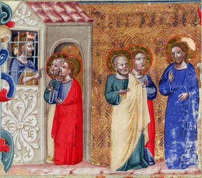 Saint Jean emprisonné envoyant deux disciples au Christ - Italian School
