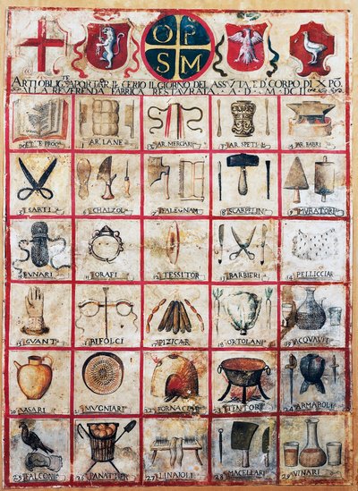 Symboles des arts et métiers de la ville d