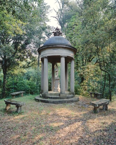 Temple avec statue de Vénus, Villa di Celle - Italian School