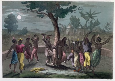 La Danse du Mombo-Jombo, selon les voyages de Mungo Park, de A History of Costume par J. Ferrario, publié à Milan vers 1820 - Italian School