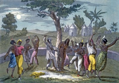 La danse du Mombo-Jombo, selon les voyages de Mungo Park, tiré de A History of Costume par J. Ferrario, pub. c.1820 - Italian School