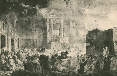La destruction de Pompéi devant le temple de la Fortune - Italian School