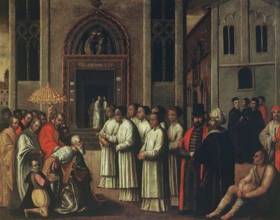 Le Doge Ziani rencontre le pape Alexandre III (1105-81) à la Carita en 1172 - Italian School