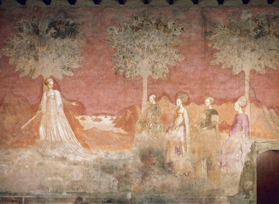 Le jeu de balle, scène du cycle des Jeux, vers 1445-1450, fresque, Palazzo Borromeo, Milan, Lombardie, Italie - Italian School