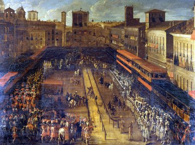 La joute de sarrasin sur la Piazza Navona (Rome) le 25/02/1634 - Italian School