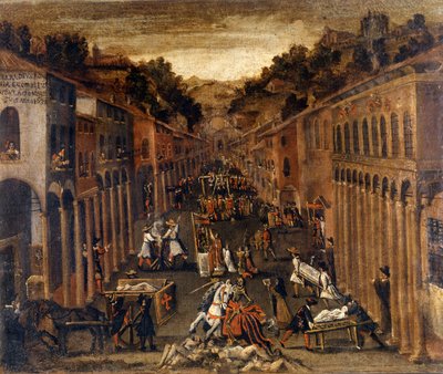 La peste de 1630 à Bologne. Peinture. Propriété d
