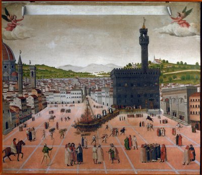Le bûcher de Girolamo Savonarola sur la Piazza della Signoria, Florence en 1498 - Italian School