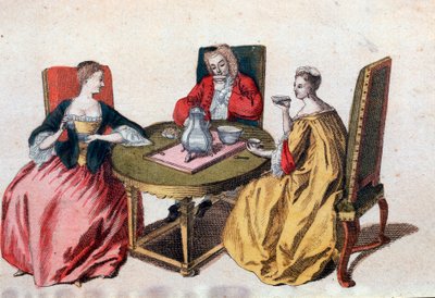 Trois nobles vénitiens dégustant un chocolat - Italian School