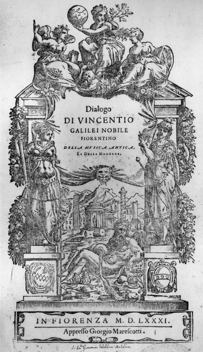 Page de titre de Della Musica Antica et della Moderna par Vincenzo Galilei, 1581 - Italian School