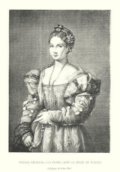 Tiziano Vecellio, La Flora, Dite La Belle du Titien, Collection du Palais Pitti (gravure) - Italian School